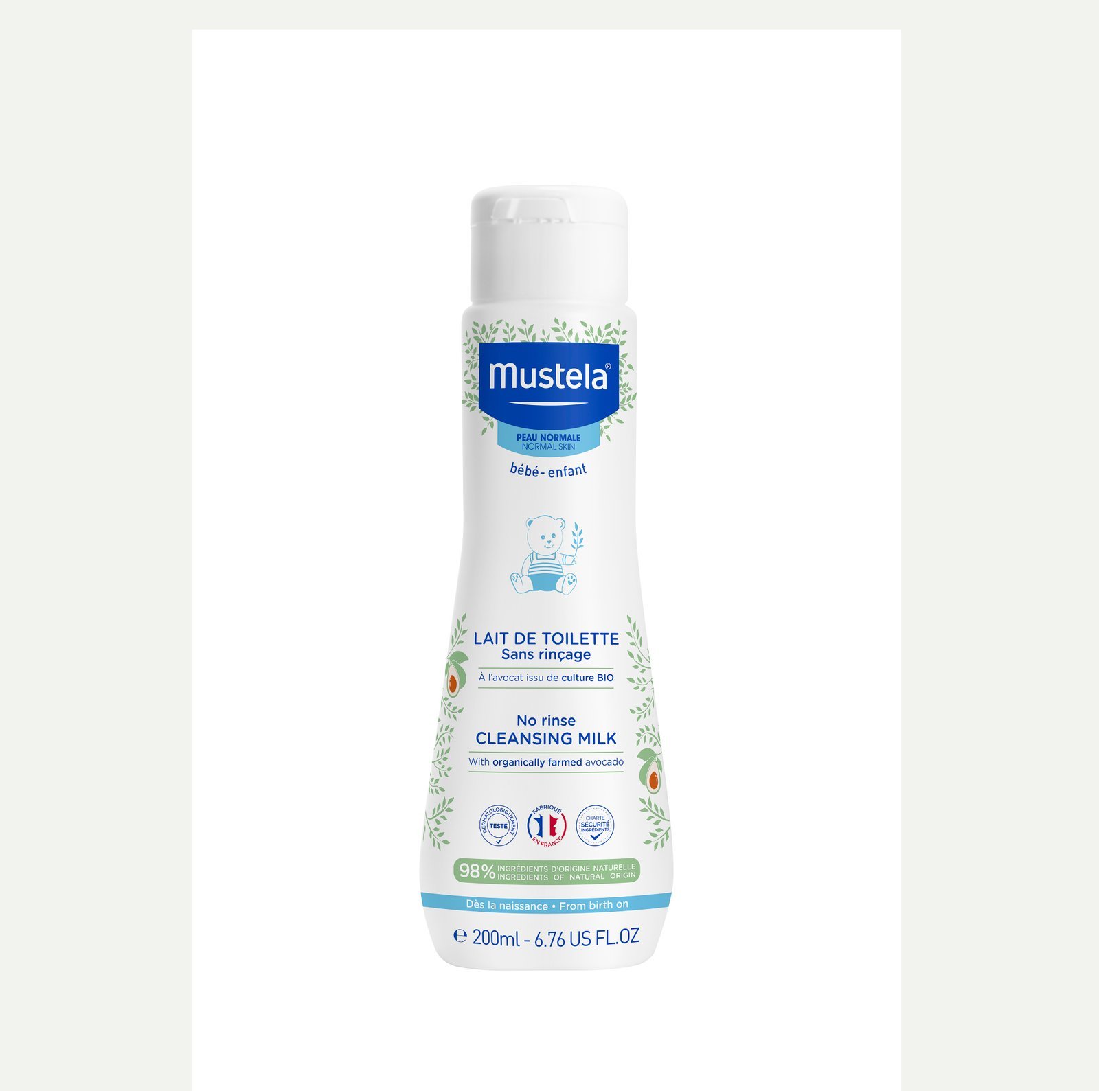 Mustela No-Rinse Cleansing Milk with Organic Avocado 200 ml
