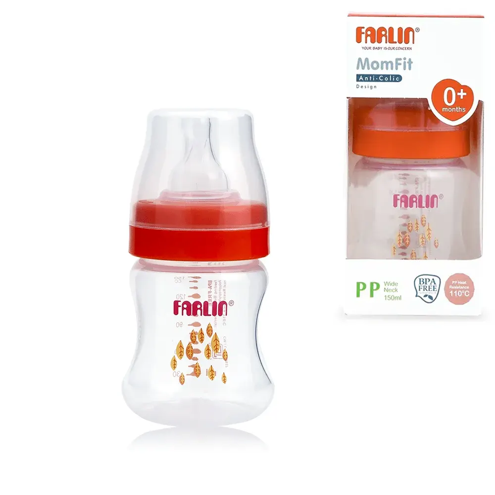 Farlin Momfit Anti-Colic Wide Neck 0+ Months  150 Ml Orange