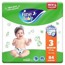 Fine Baby Mega Pack No (3) Medium 4-9Kg  84 Diapers
