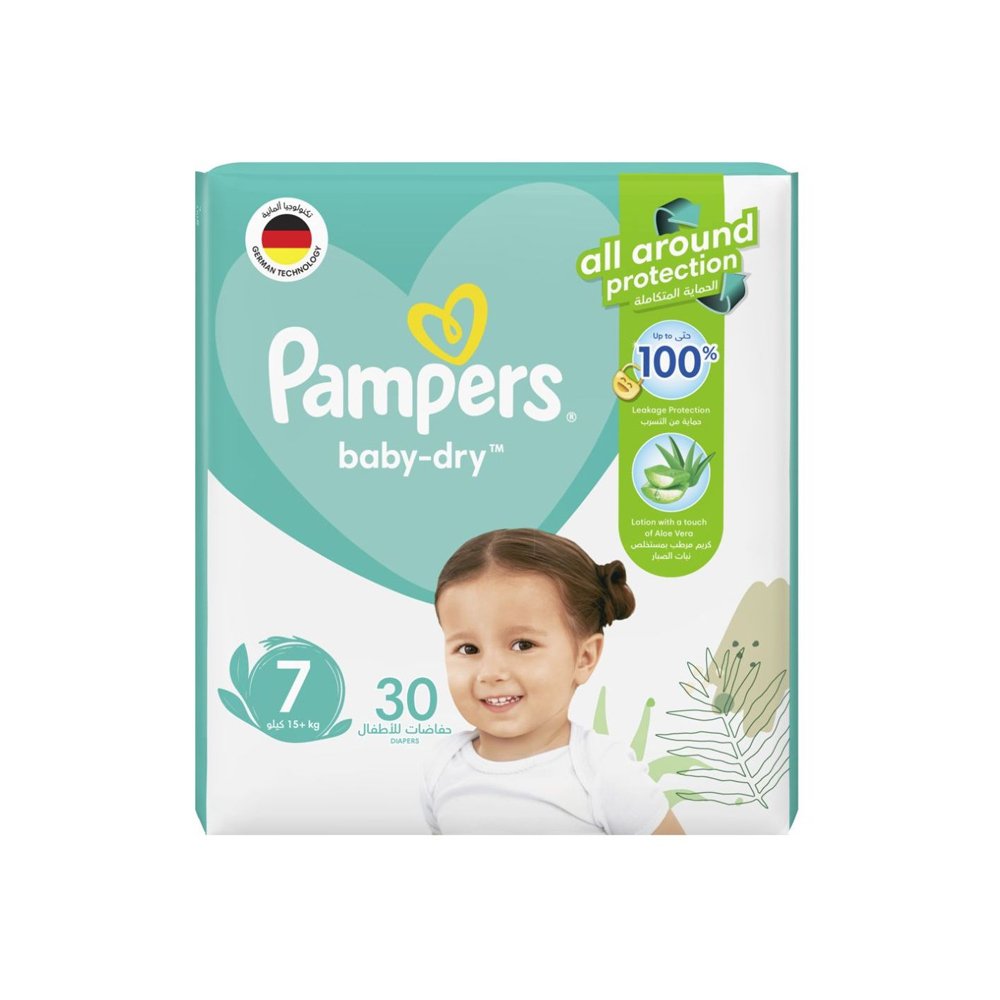 Pampers Baby-Dry No (7) With Aloe Vera, 15+ Kg, 30 Diapers