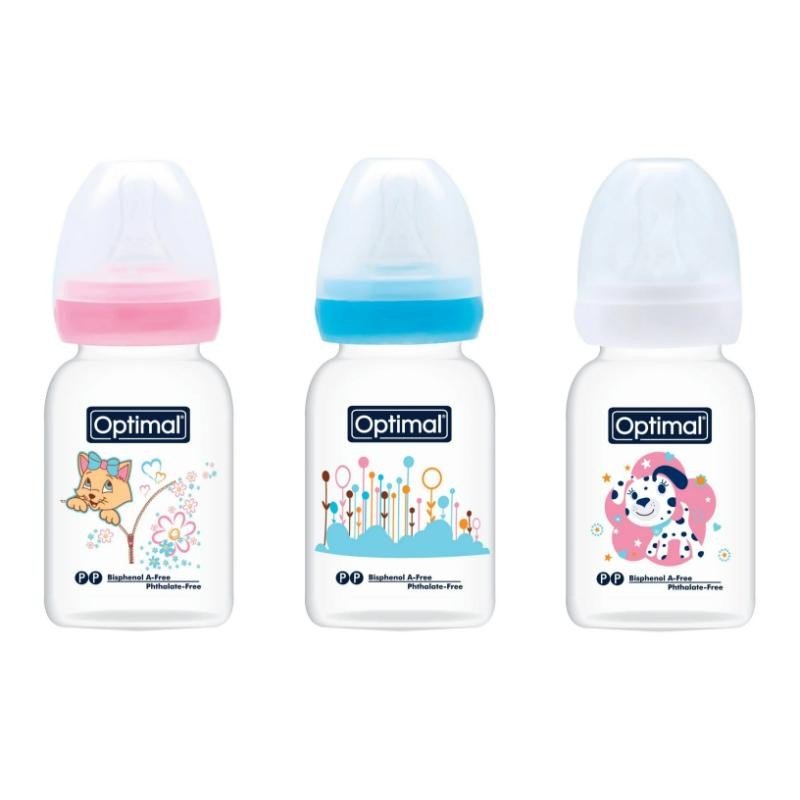 Optimal Slim Waist feeding Bottle 140 ml ( Blue-Pink-White)