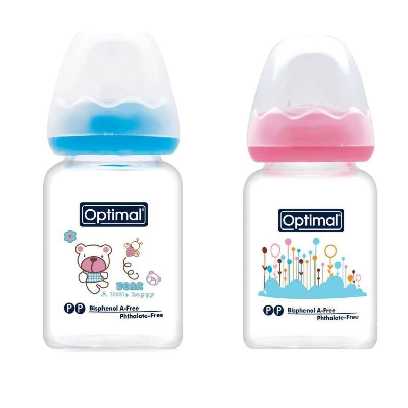Optimal Glass Feeding Bottle 60 ml ( Blue-Pink )