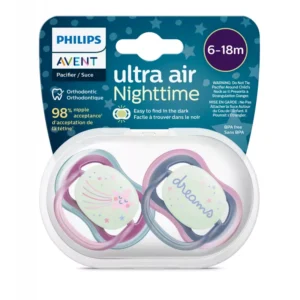 Philips Avent Ultra Air Nighttime Soother 6-18m 2 Pcs ( Dark Purple )
