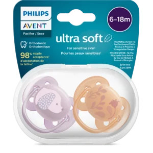 Philips Avent Ultra Soft  Soother 6-18m 2 Pcs ( Purple-Orange )
