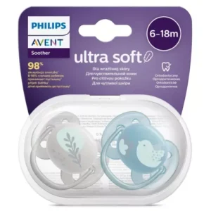 Philips Avent Ultra Soft  Soother 0-6m 2 Pcs ( Gray-Blue )