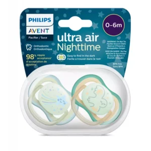 Philips Avent Ultra Air Nighttime Soother 0-6m 2 Pcs ( Blue-Green )