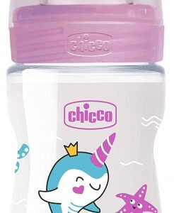 شيكو زجاجة رضاعة "ويل بيينغ" للأطفال من عمر 0 أشهر فأكثر، تدفق بطيء، وردي، 150 مل