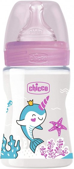 Chicco Well Being Feeding Bottle Colors 0m+ Slow Flow  Pink 150 ml