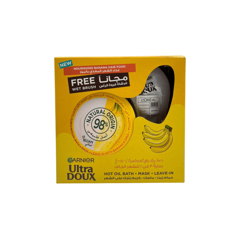Garnier Ultra Doux Nourishing Banana Hair Food Mask 390ml + Wet Brush Free