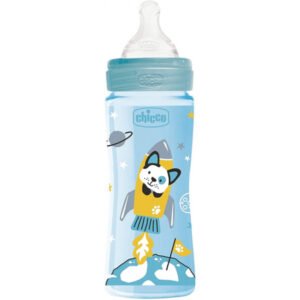 Chicco Well Being Feeding Bottle Colors 4m+ Fast Flow Blue 330 ml