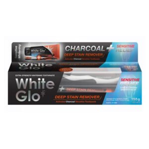 White Glo Deep Stain Remover  Sensitive Relief Toothpaste 100ml + Toothbrush