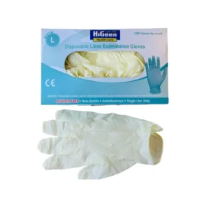 Higeen Latex Gloves Powder Free  Size L Box 100 Pcs